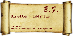 Binetter Fidélia névjegykártya